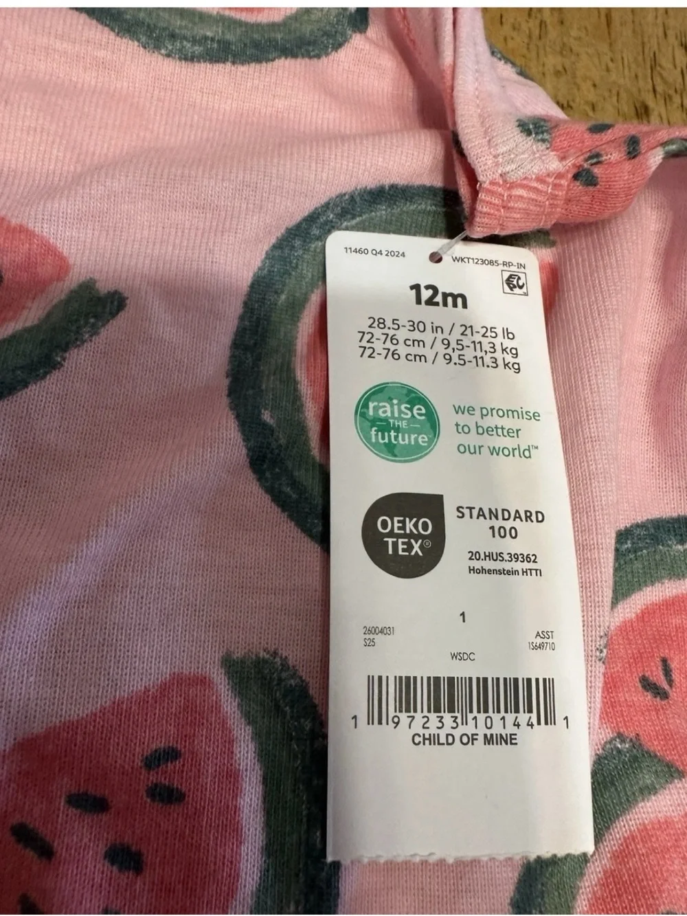 Carter’s Child of Mine Baby Girl 12M Pink Watermelon Romper Sleeveless NWT